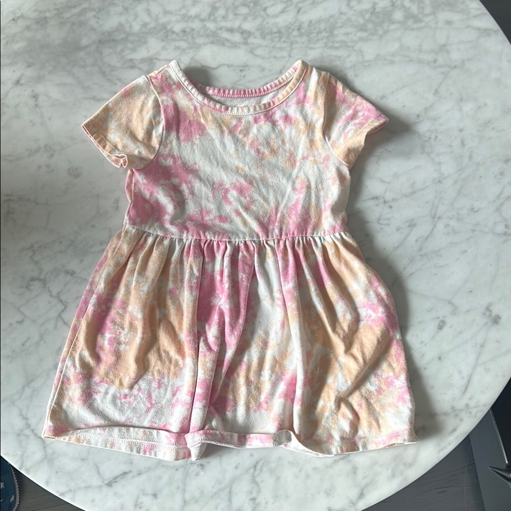 Cat & Jack Pink and Cream Kids Tie Die Dress